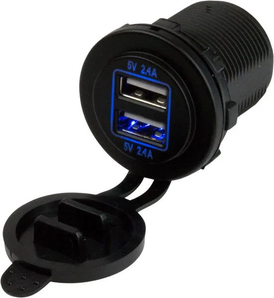 426515-1 – SEA DOG USB Outlet, Vehicle And Marine Use Wired Two 5 Volt/ 4.8 Amp USB Outlet 8 To 32 Volt DC Input 1-7/...